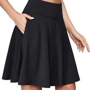 IUGA 20" Black, Knee Length Skorts Skirt w/Pocket, High Waist, size XL